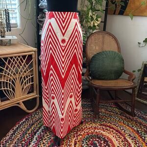 Vintage 60s/70s Adelaar iMagnin Red & White Chevron Floral Straight Maxi Skirt